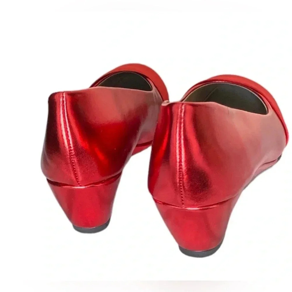 ANGEL STEPS | Metallic Red Dressy Pointed Slip-on Comfortable Wedge Size 6 - Picture 6 of 7